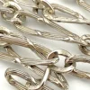 Vintage 800 Silver Sheaf Link Long Guard Chain, 58 Inches - link closed up