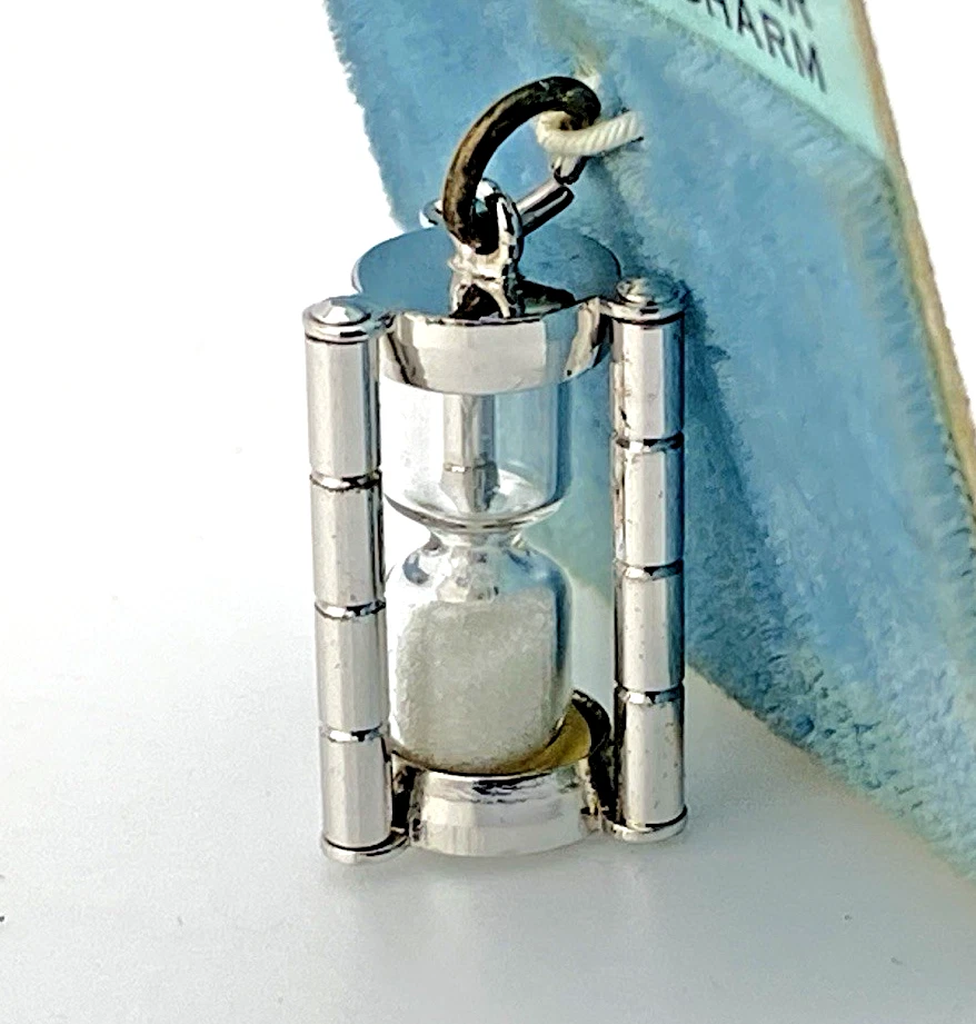 Vintage Benrus Sterling Silver Working Hourglass Charm NOS Original Card