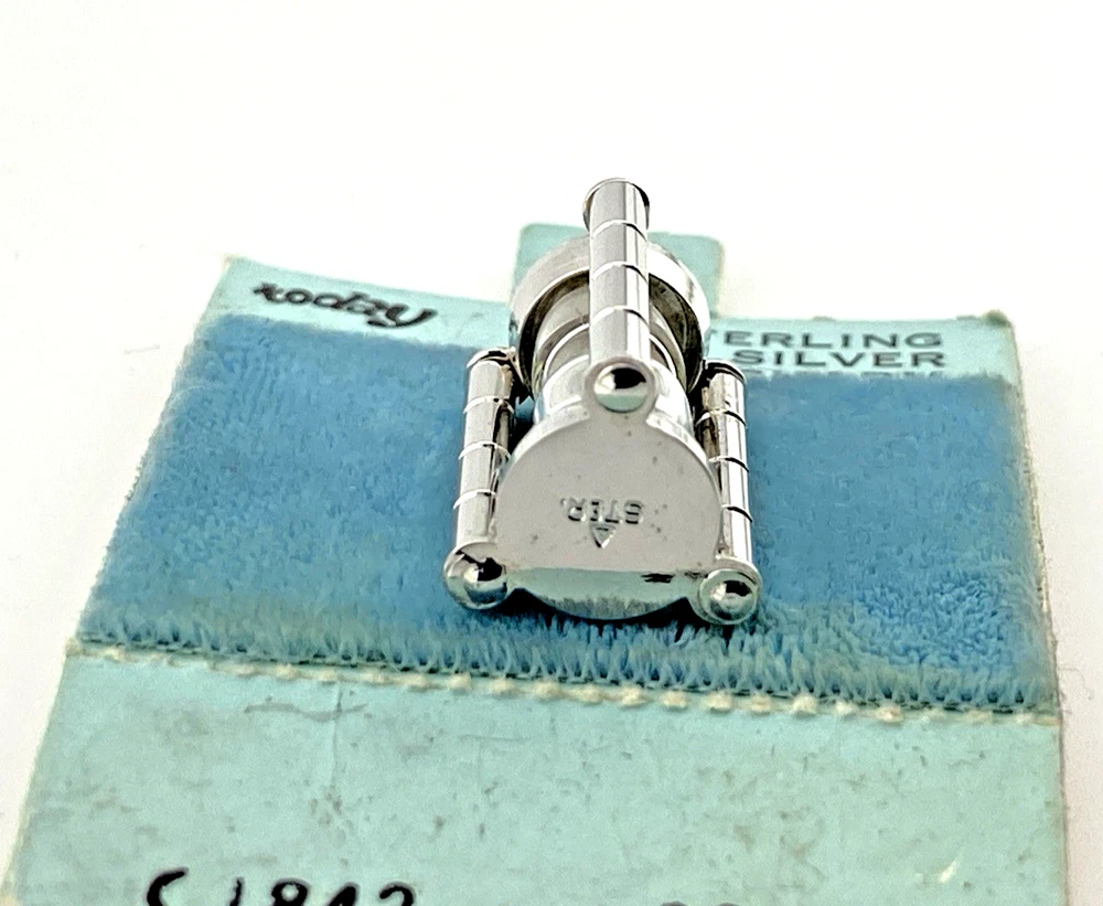 Vintage Benrus Sterling Silver Working Hourglass Charm NOS Original Card