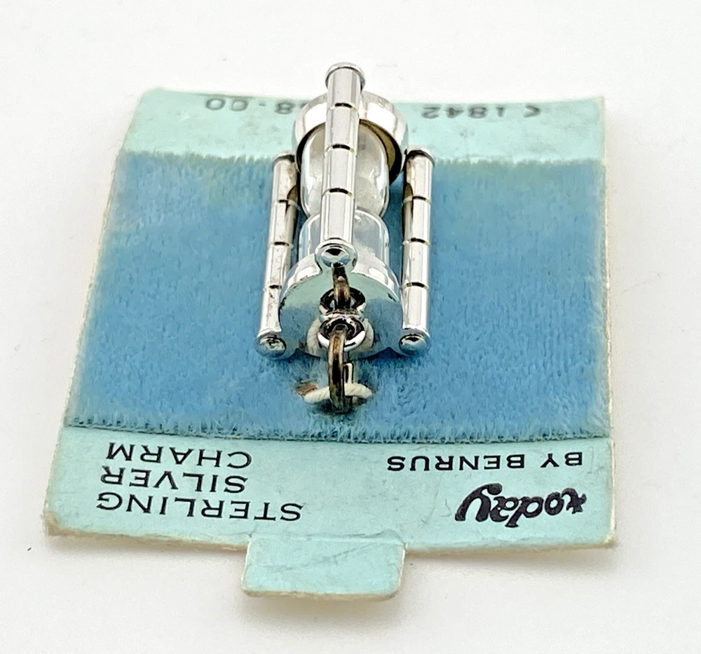 Vintage Benrus Sterling Silver Working Hourglass Charm NOS Original Card