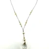 Antique Art Deco lavalier necklace with faux pearl stations and faceted inverted teardrop crystal pendant