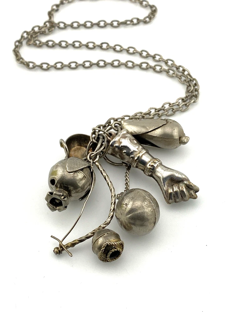 Brazilian Penca de Balangandãs Six-Charm Figa Necklace