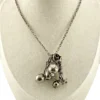 Vintage Brazilian silver-tone Penca de Balangandãs necklace with six dimensional charms and protective figa hand