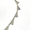 Antique Art Deco rhodium-plated necklace with geometric openwork triangular links and two clear crystal drops