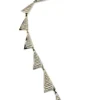 Antique Art Deco rhodium-plated necklace with geometric openwork triangular links and two clear crystal drops
