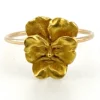 Antique Art Nouveau 10K yellow gold pansy-face Green Man stick-pin conversion ring, circa 1900–1905