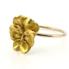 Antique Art Nouveau 10K yellow gold pansy-face Green Man stick-pin conversion ring, circa 1900–1905 - side view 1