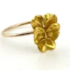 Antique Art Nouveau 10K yellow gold pansy-face Green Man stick-pin conversion ring, circa 1900–1905 - side view 2