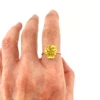 Victorian Art Nouveau pansy-face ring worn on the hand, size 6.25
