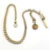 Antique R. F. Simmons gold-filled graduated Albert watch chain with T-bar, dog clip and George B. Soley Philadelphia Mint token