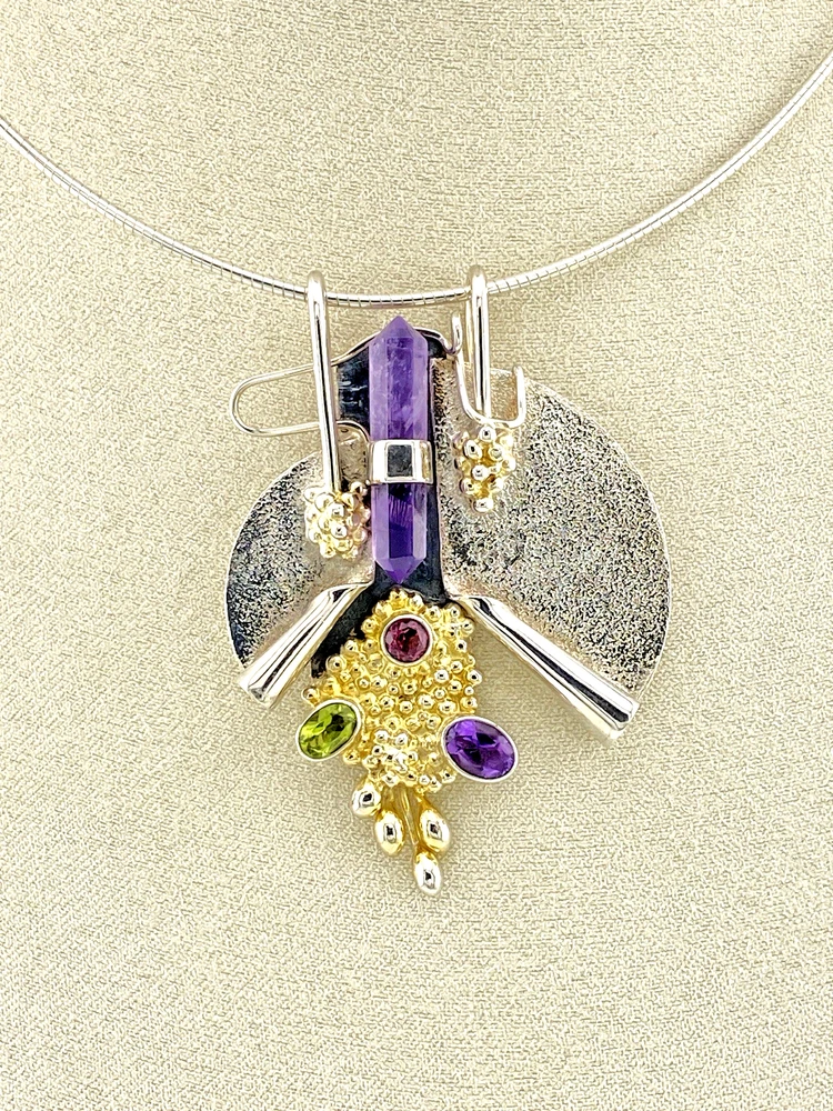 Modernist Sterling Silver and Vermeil Art-to-Wear Necklace