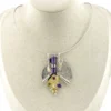 Sculptural Modernist gemstone pendant displayed on its 19-inch flexible cable necklace