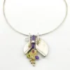 Late-1980s Modernist sterling silver and gold-vermeil Art-to-Wear pendant necklace with amethyst, garnet and peridot