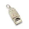 Vintage Sterling Silver Working Whistle Pendant Raised Flowers Scrolls