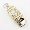 Vintage Sterling Silver Working Whistle Pendant Raised Flowers Scrolls