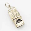 Vintage Sterling Silver Working Whistle Pendant Raised Flowers Scrolls
