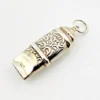 Vintage Sterling Silver Working Whistle Pendant Raised Flowers Scrolls