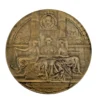 1909 Hudson-Fulton bronze medal showing Robert Fulton’s portrait above three seated allegorical women and a model steamboat.