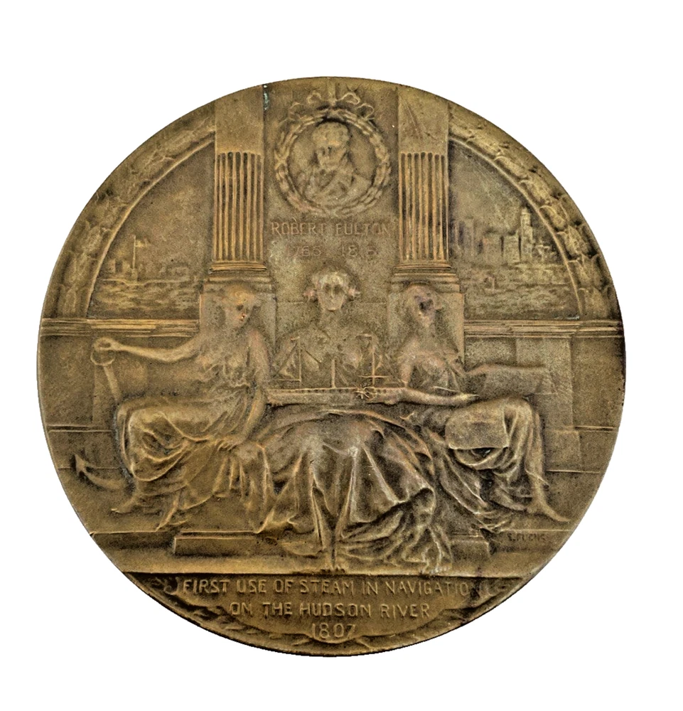 1909 Hudson Fulton Celebration Bronze Medal Emil Fuchs Whitehead Hoag 2.5 Inch
