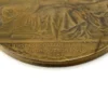 1909 Hudson-Fulton bronze medal showing Robert Fulton’s portrait above three seated allegorical women and a model steamboat.