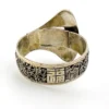 Chinese export silver buckle bracelet with pierced bamboo, flowers, figures and raised Chinese characters