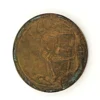 1909 Hudson-Fulton bronze medal showing Robert Fulton’s portrait above three seated allegorical women and a model steamboat.