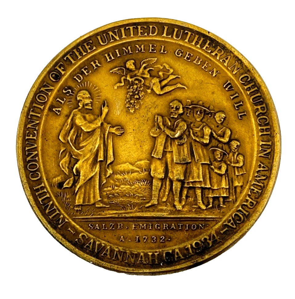 1934 United Lutheran Church Bronze Medal Savannah Salzburgers 200th Anniversary