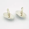 Great Falls Metal Works oval light blue mabé pearl earrings in narrow sterling silver bezels, shown upright from the front.