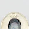 VIVAH oval mystic topaz drop earrings with purple, pink, green, and blue reflections, bordered by concentric sterling silver frames.