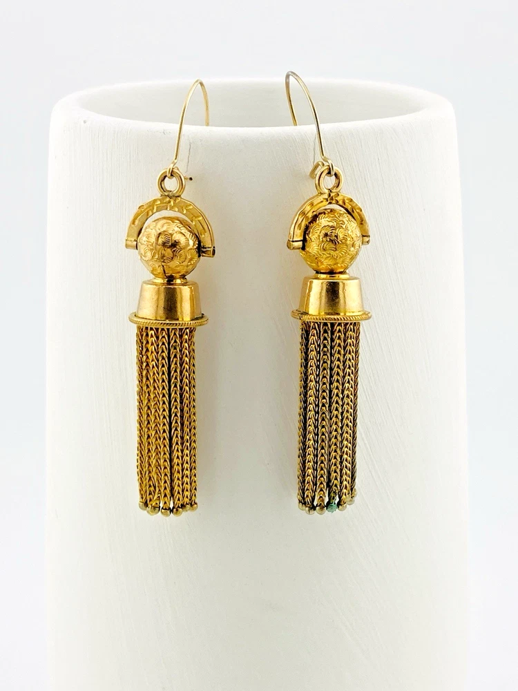Victorian Gold Filled Swivel Tassel Earrings