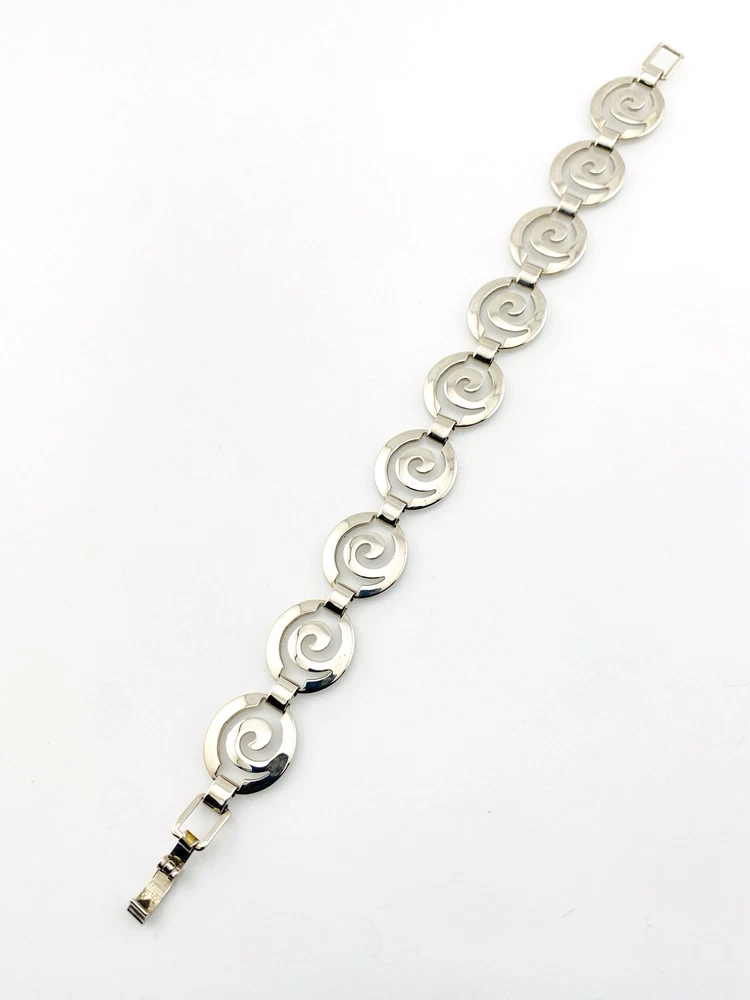 Sterling Silver Spiral Swirl Link Bracelet