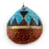 Vintage Santo Domingo Kewa Pueblo Style Shell Pendant with Turquoise, Jasper, and Pipestone mosaic inlay.