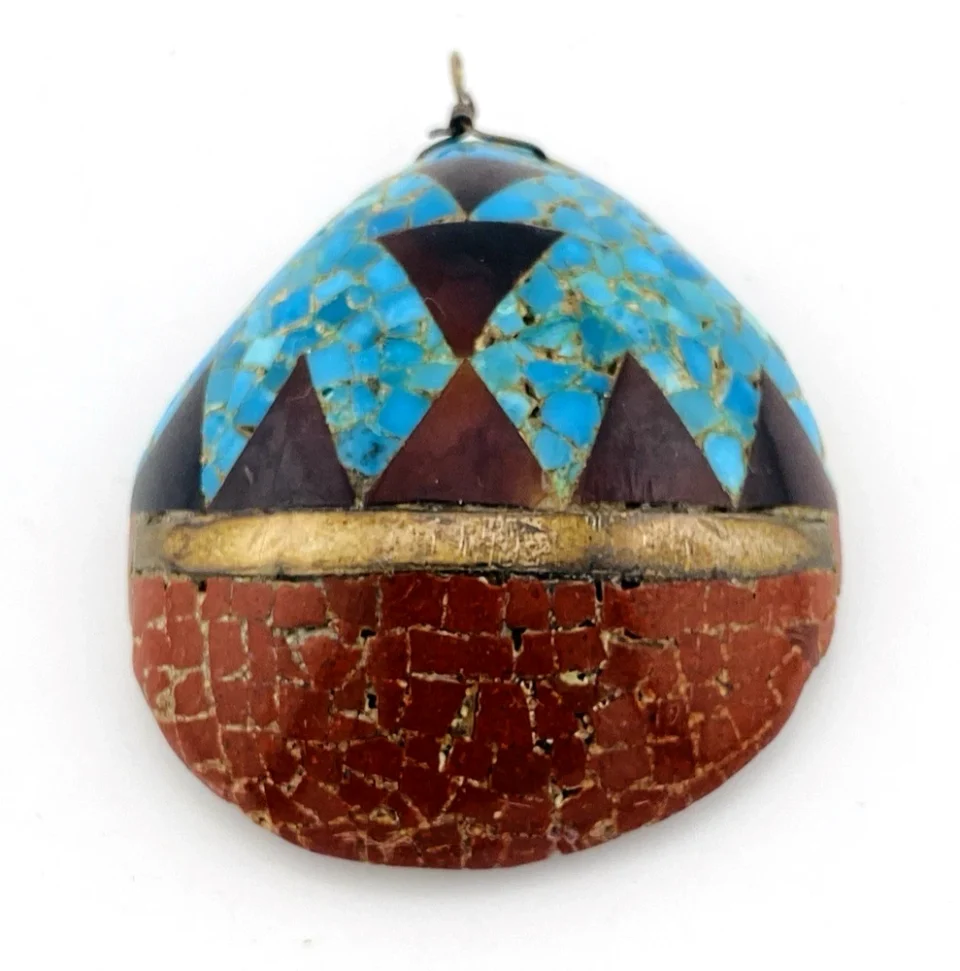 Santo Domingo Kewa Pueblo Style Shell Pendant