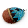 Vintage Santo Domingo Kewa Pueblo Style Shell Pendant with Turquoise, Jasper, and Pipestone mosaic inlay.