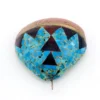 Vintage Santo Domingo Kewa Pueblo Style Shell Pendant with Turquoise, Jasper, and Pipestone mosaic inlay.