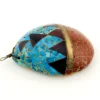 Vintage Santo Domingo Kewa Pueblo Style Shell Pendant with Turquoise, Jasper, and Pipestone mosaic inlay.