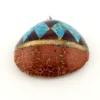 Vintage Santo Domingo Kewa Pueblo Style Shell Pendant with Turquoise, Jasper, and Pipestone mosaic inlay.