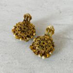 Vintage DeMario Faux Pearl Rhinestone Clip On Earrings Filigree