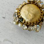 Vintage DeMario Faux Pearl Rhinestone Clip On Earrings Filigree