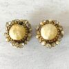 Vintage DeMario Faux Pearl Rhinestone Clip On Earrings Filigree