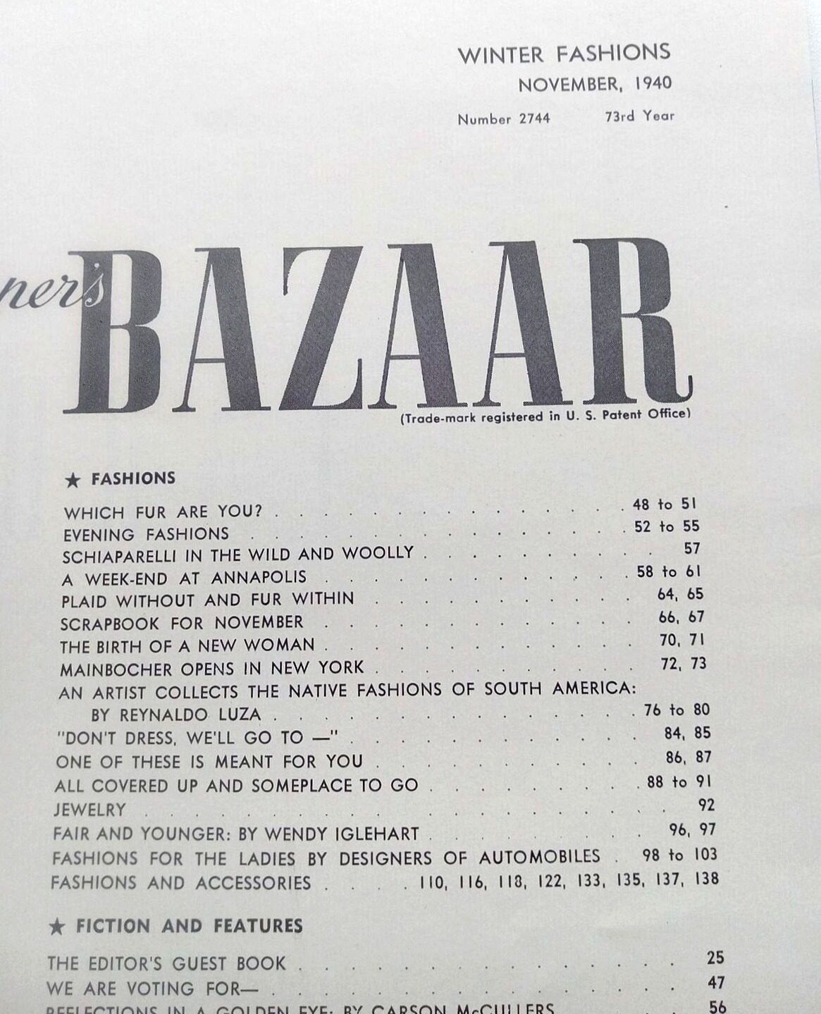 Harpers Bazaar Fashion Magazine November 1940 – PreAdored®