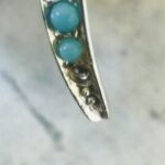 Vintage Boucher Op Art Brooch Earrings Set Gold Tone Turquoise Leaves Signed 50s