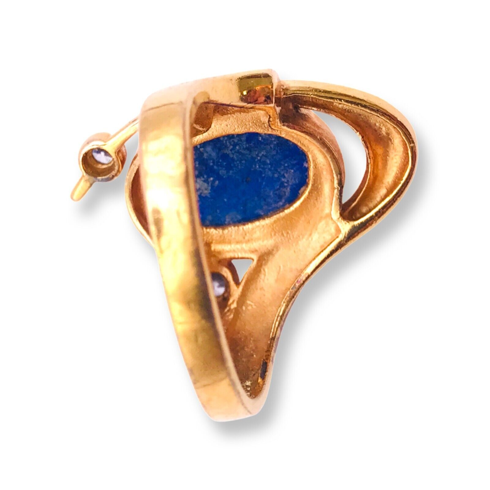 SPECTACULAR Vintage Lapis Lazuli Gold Over Sterling Vermeil Ring Modernist 8.25