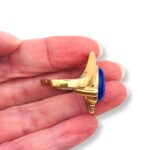 SPECTACULAR Vintage Lapis Lazuli Gold Over Sterling Vermeil Ring Modernist 8.25