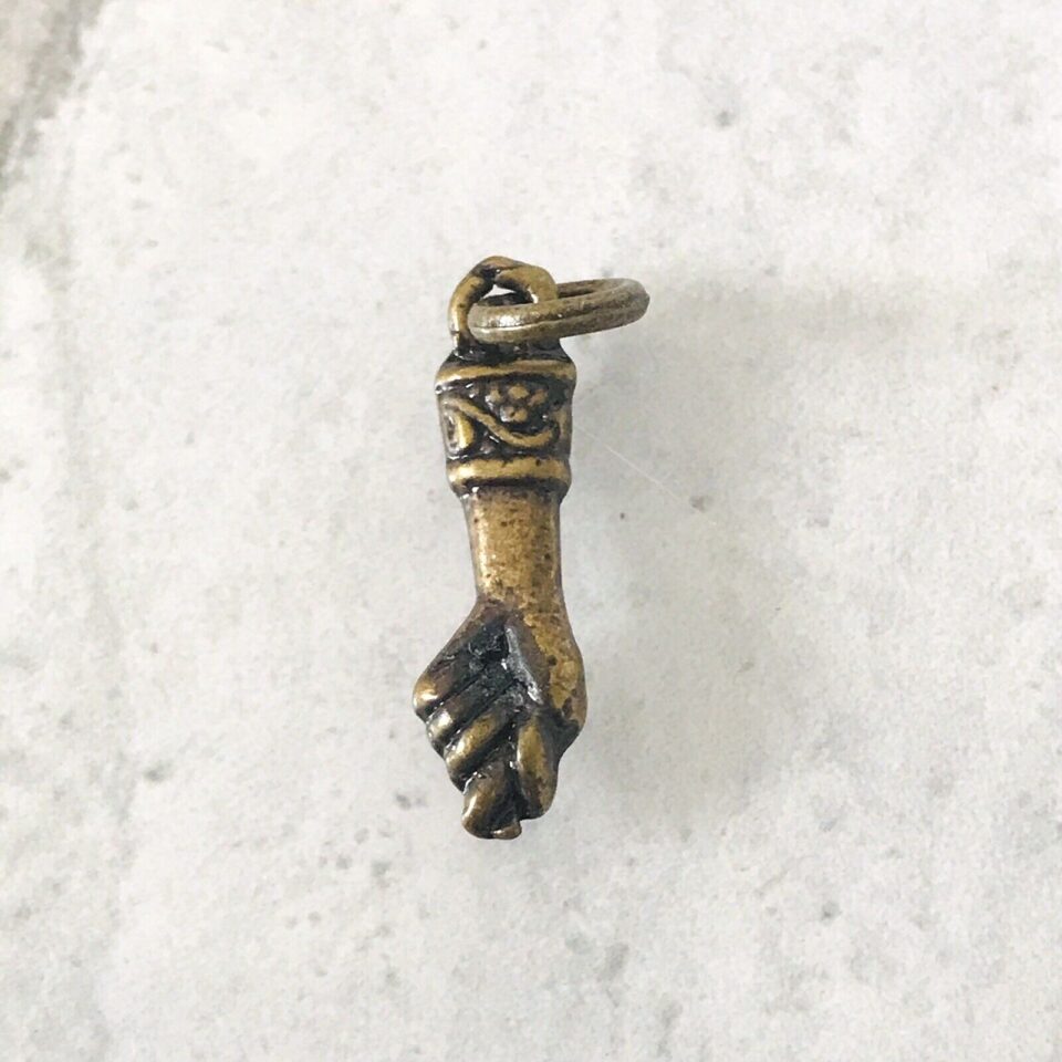 Vintage Brazilian Mano Fico Figa Hand Fist Charm Antiqued Gold