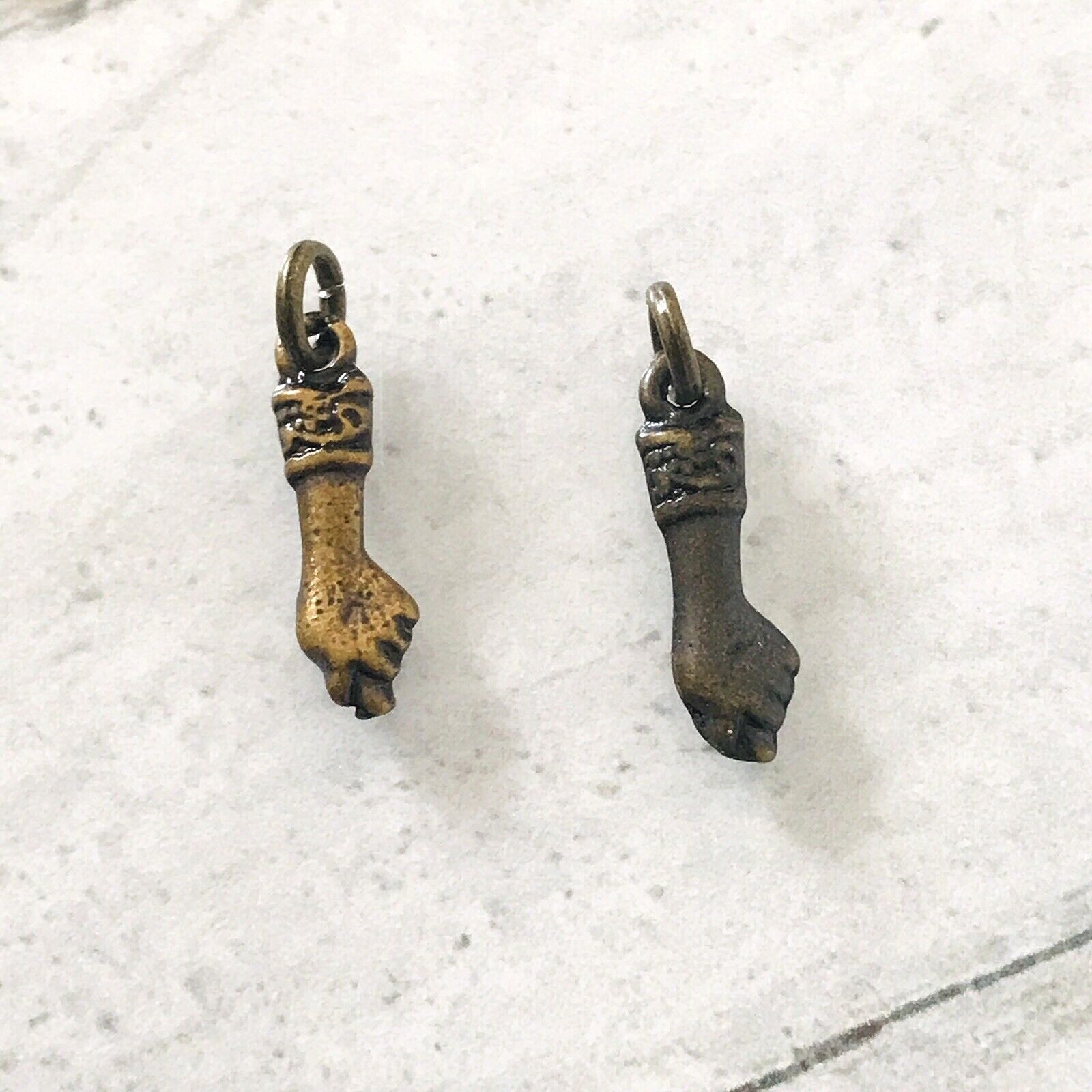 Vintage Brazilian Mano Fico Figa Hand Fist Charm Select Antiqued Gold or Silver