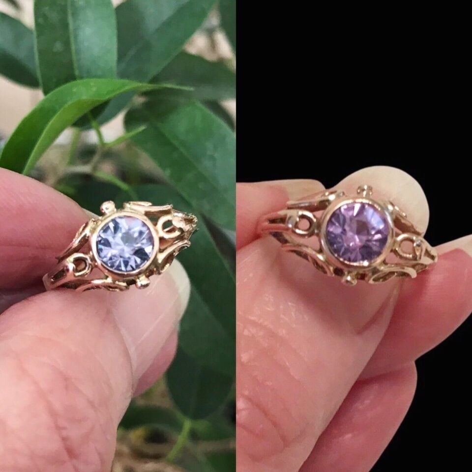 14k Gold Color Changing Alexandrite Ring