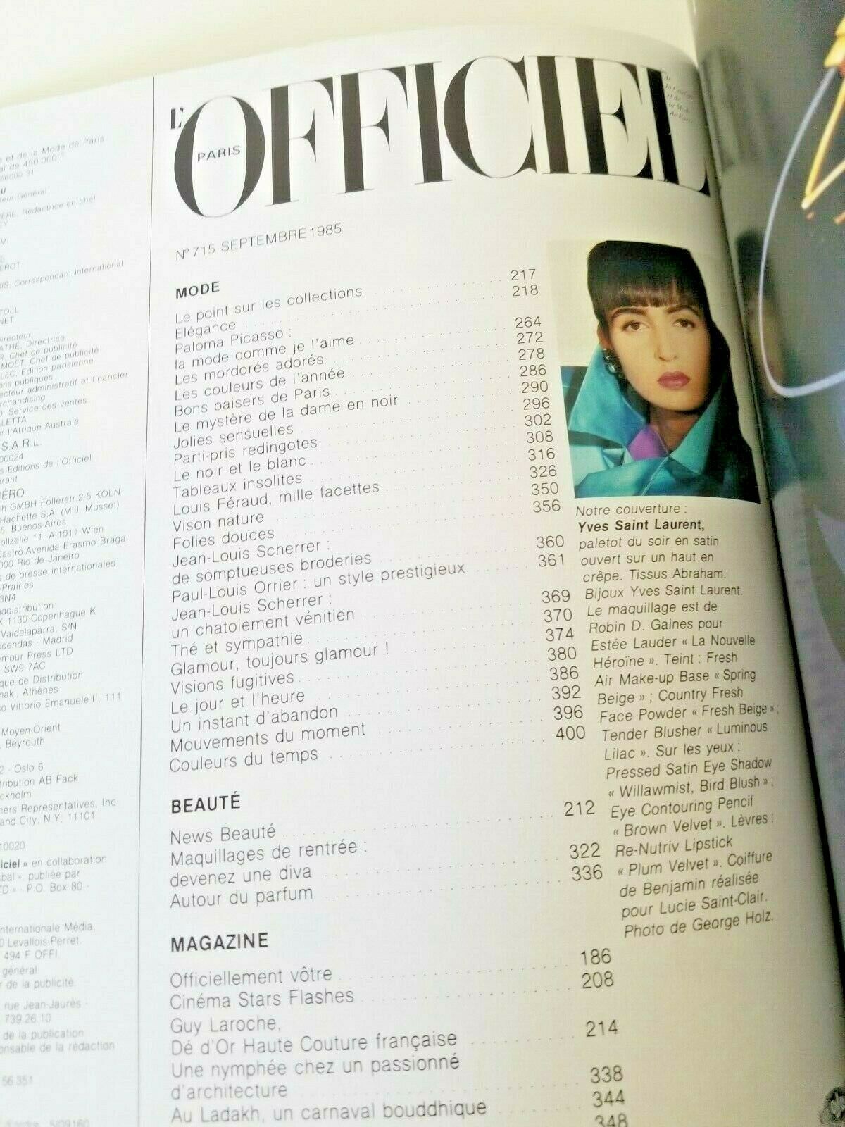 Vintage French Fashion Magazine L'Officiel September 1985 Special HAUTE COUTURE
