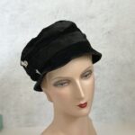 Penn Maid Art Deco Ladies Hat Black Velvet Cloche Origina TAG Rhinestone Hat Pin
