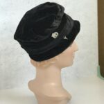Penn Maid Art Deco Ladies Hat Black Velvet Cloche Origina TAG Rhinestone Hat Pin